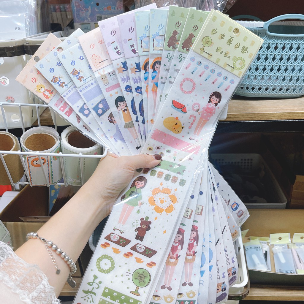 Sticker dài in hình hoa quả, nhãn dán trang trí hoạt hình 80 tờ. STT019