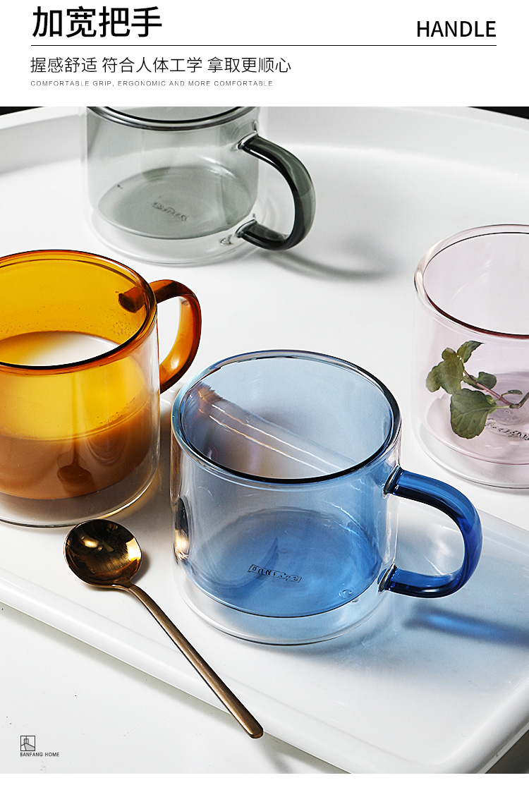 Màu cốc thủy tinhLy nhiệt cách nhiệt đôi vách kính uống trà / cà phê / cà phê / cà phê cappuccino / cà phê / sữa