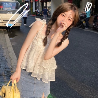 Design wave point strap tank top women's inner wear summer 2022 new loose thin outer wear short top