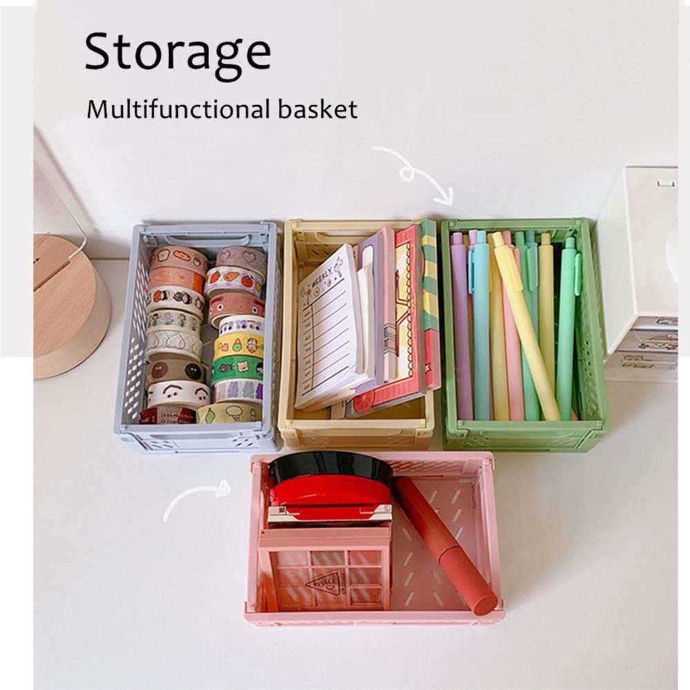 Hộp Nhựa Đựng Đồ Dùng Để Bàn Nhiều Màu Sắc Có Thể Gấp Gọn Tiện Dụng Cho Nhà Tắm / Văn Phòng