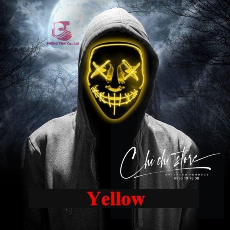 Mặt nạ Hacker phát sáng dạ quang, mặt nạ Halloween Hacker Có Đèn Led
