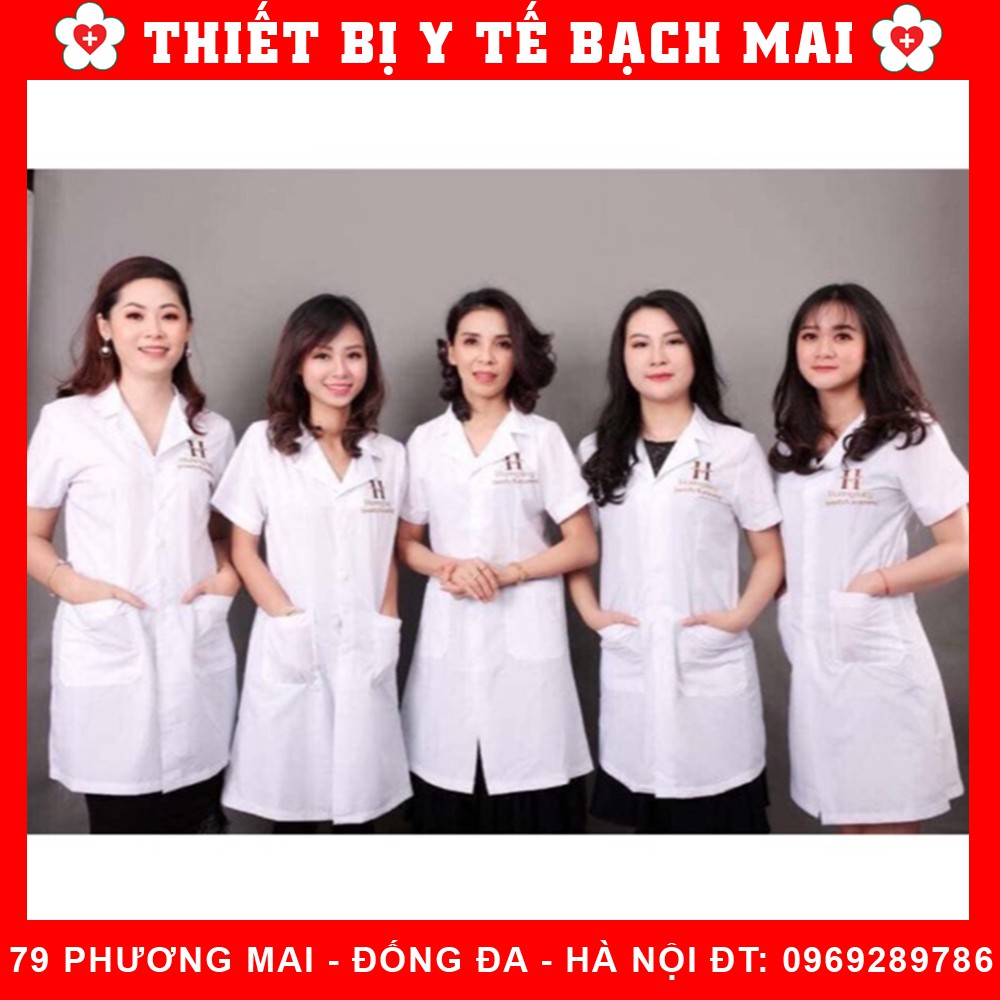 Áo Blouse Trắng Dùng Trong Y Tế, Thẩm Mỹ Viện, Spa, Dược Phẩm, Phòng Thí Nghiệm [Cộc Tay, Ngắn Ngang Đùi]