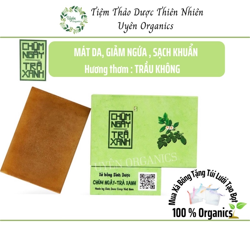 SINH DƯỢC Xà bông chùm ngây trà xanh TẶNG TÚI LƯỚI,GIÁ CHÍNH HÃNGthiên nhiên hữu cơ organics handmade trầu không