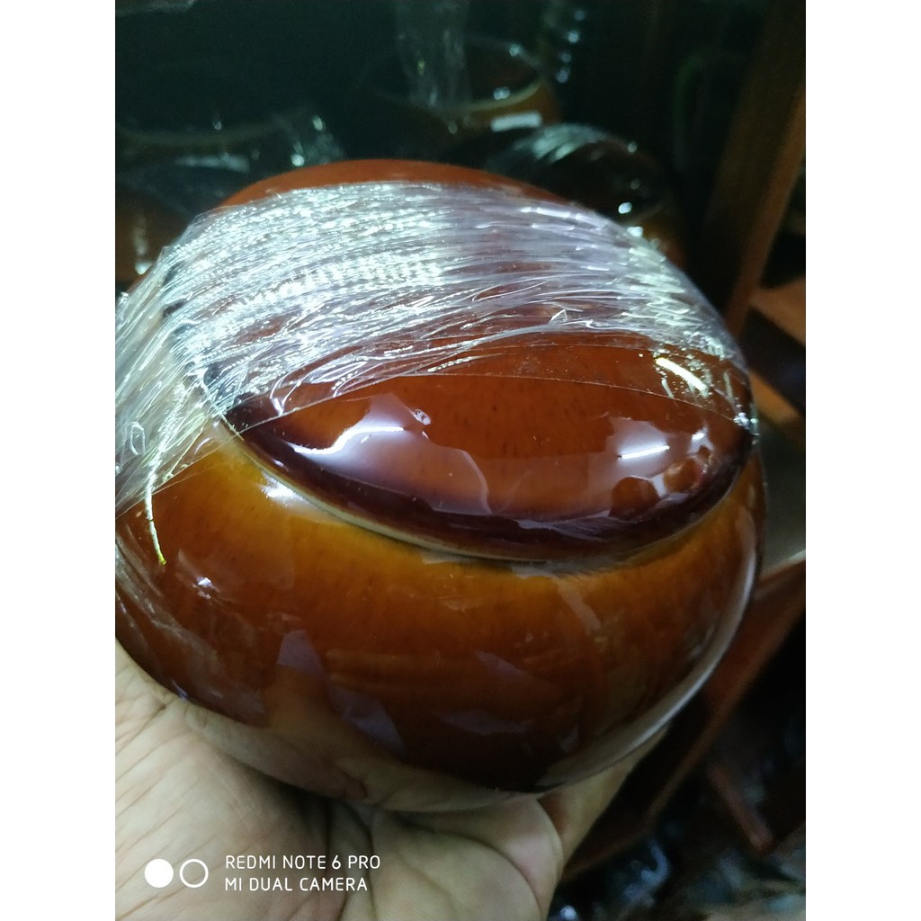 Bình bát Phật giáo gốm sành men nâu