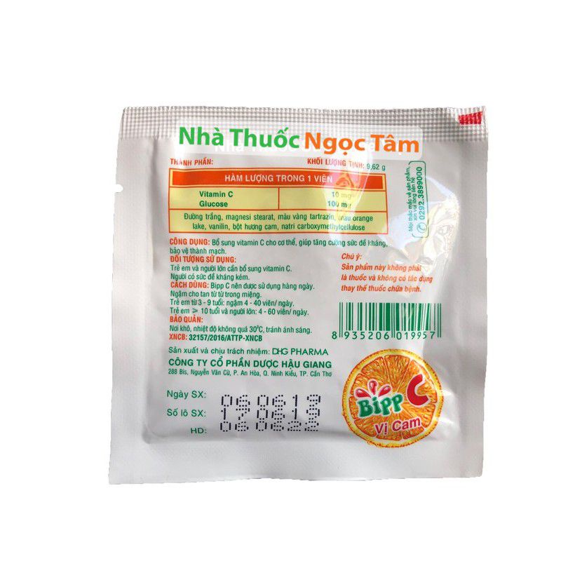 Kẹo ngậm Bipp C DHG ⚡ CAM KẾT CHÍNH HÃNG ⚡ Kẹo ngậm bổ sung Vitamin C giúp bé tăng đề kháng