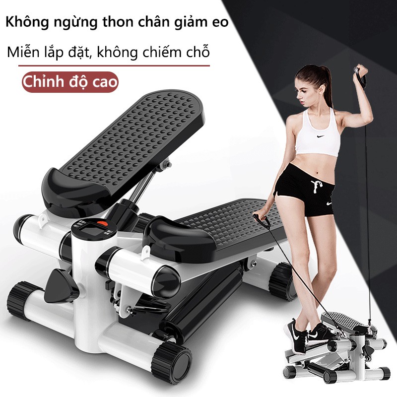 OT87 Máy Chạy Bộ Tại Chỗ MINI STEPPER 2020 Đen phối trắng（Tặng dây kéo cơ + thảm）