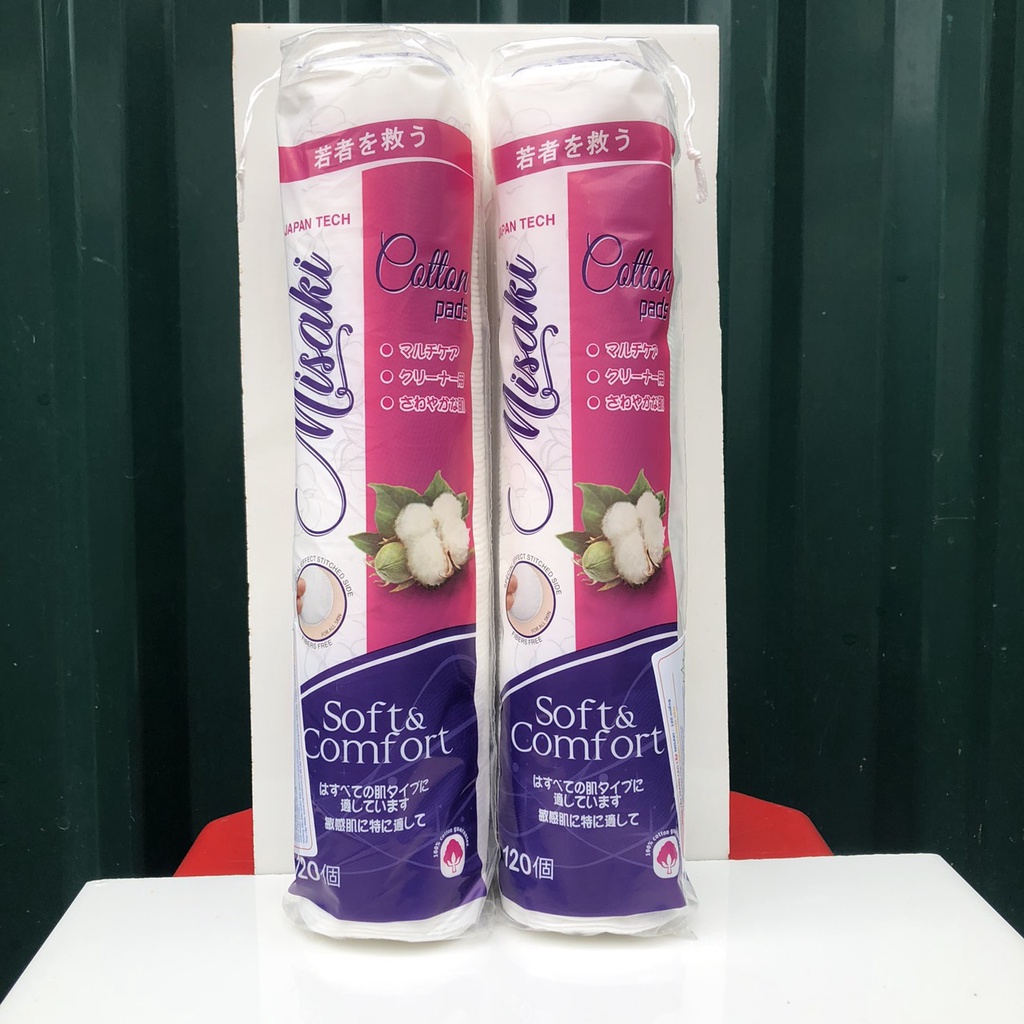 Bông tẩy trang tròn mỏng mềm mịn 100% cotton chất lượng tốt giá rẻ misaki 120 miếng