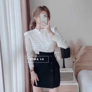 Áo sơ Mi Nữ Tay dài Cổ trụ