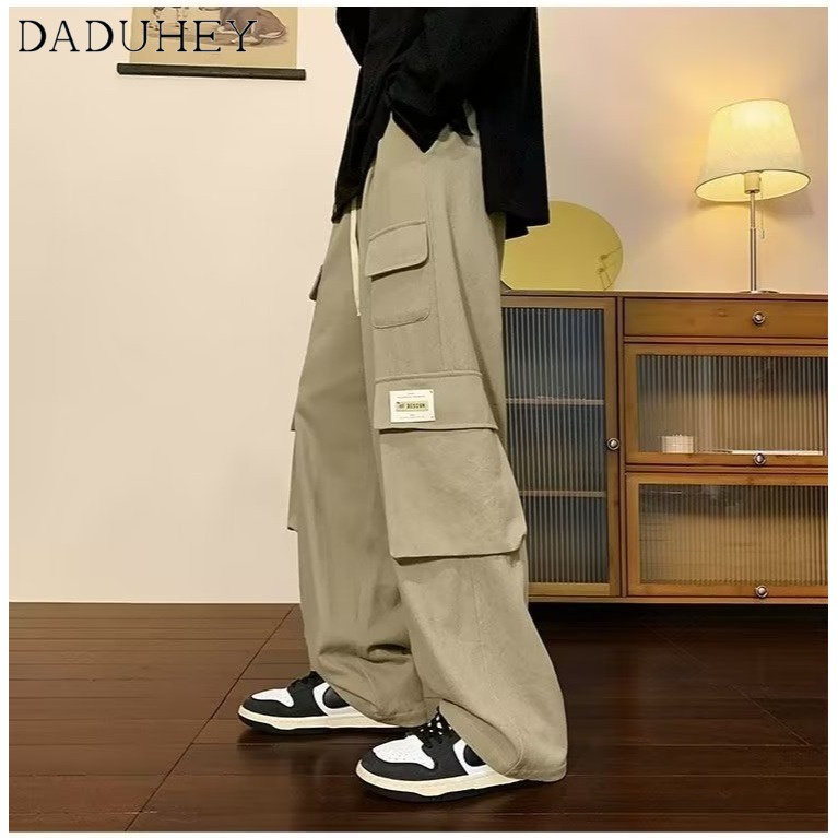 DaDuHey Men's Trendy Smart and All-Matching Mechanical Style Overalls Korean-Style Loose Casual Harem Pants