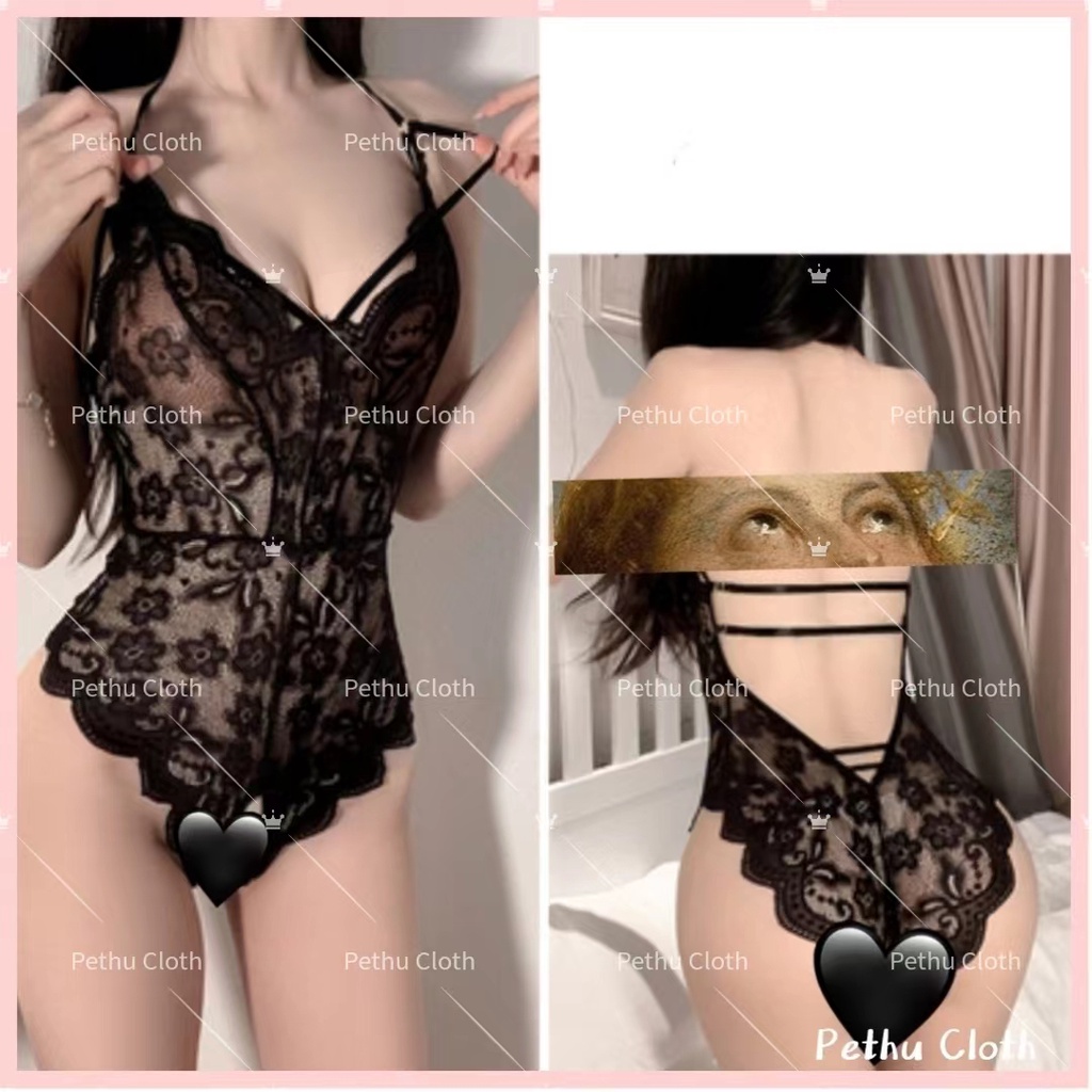 （Q1,HCM) Váy ngủ sexy 2 dây Áo bodysuit phối dây hở lưng gợi cảm áo liền thân ôm body--40-60kg--016