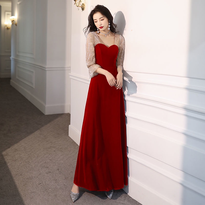 Đầm Dự Tiệc Dáng Dài Màu Đen Phong Cách Mới Chất Lượng Cao 2021