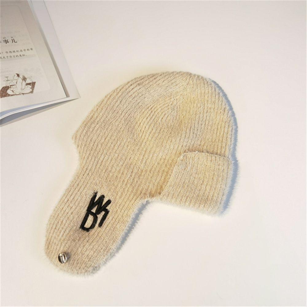 MUVAKO Mũ Len Dệt Kim Bảo Vệ Tai Thời Trang Thu Đông Ấm Áp Sự Bảo Vệ