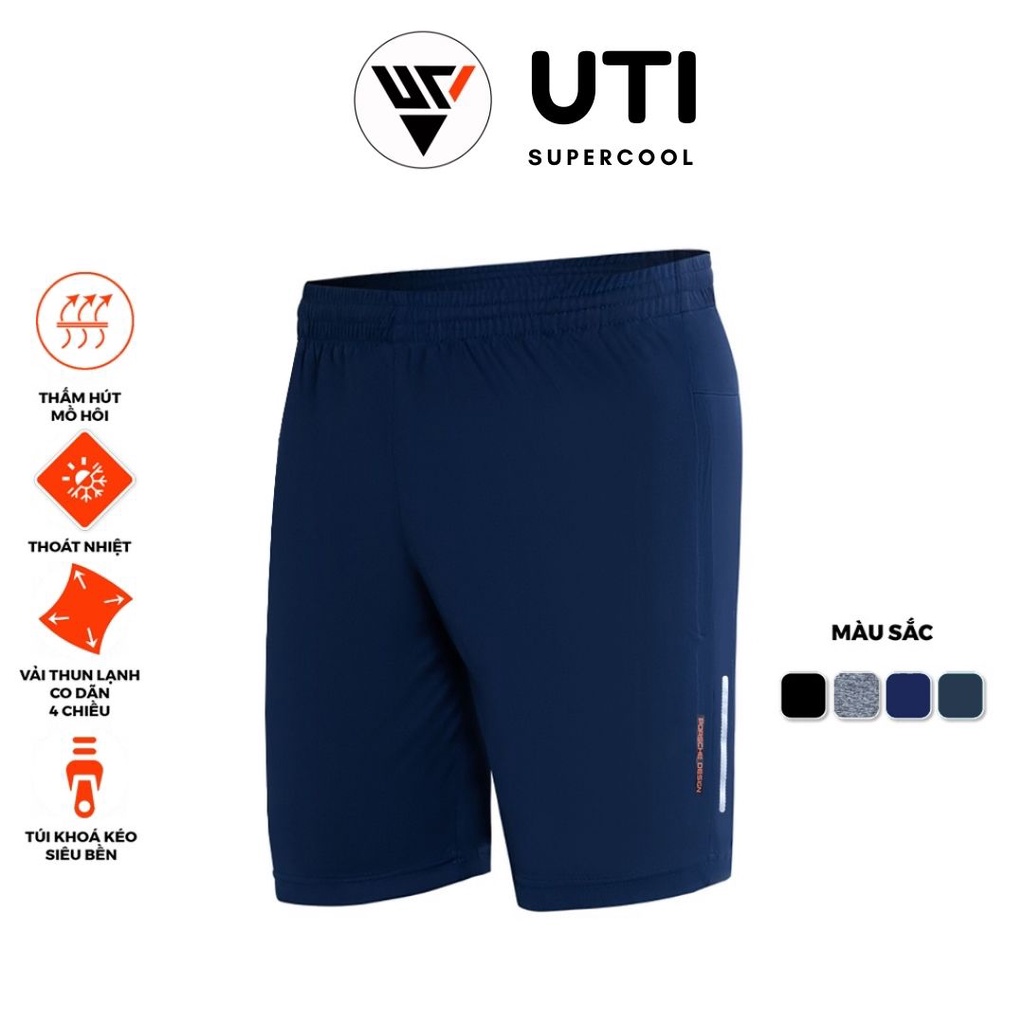 Quần Đùi Nam Thể Thao tập gym vải thun lạnh thoáng mát co giãn thoải mái vận động form xuông có 3 túi khóa