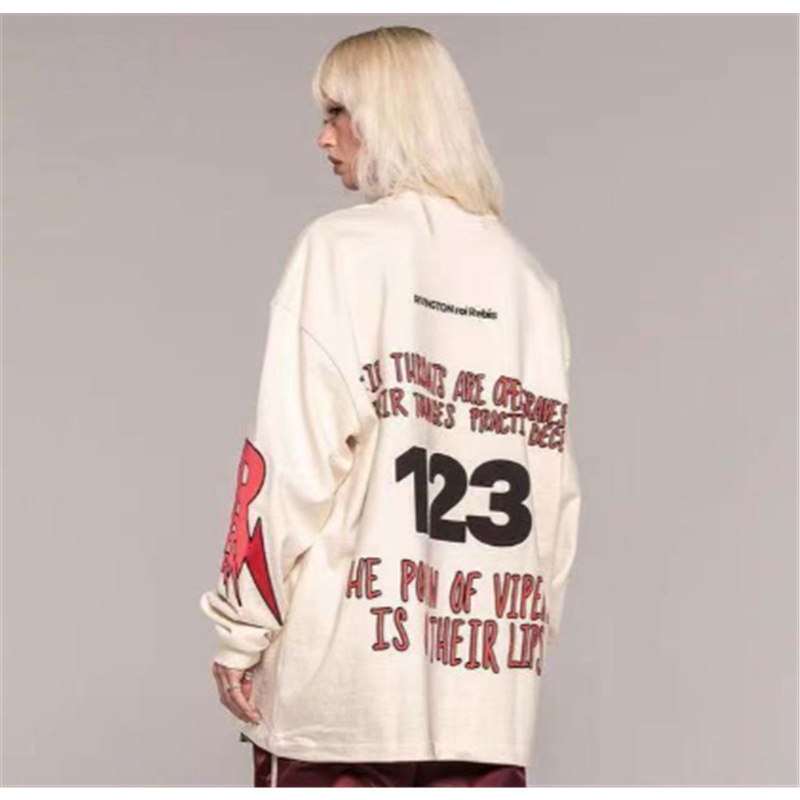 Hàng Bán Chạy RRR123 Áo Sweater Cotton Cổ Tròn Tay Dài In Phác Thảo Diper Wash Diper Unisex