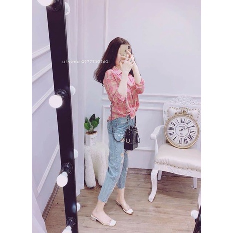 ÁO SƠ MI ĐŨI CARO KẺ HỒNG - VÀNG HOT