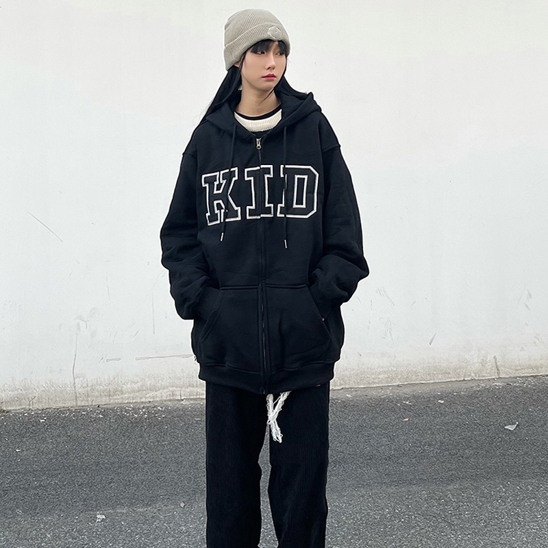 IELGY  Áo Hoodie Mỏng Thêu Chữ Thời Trang Cho Nữ