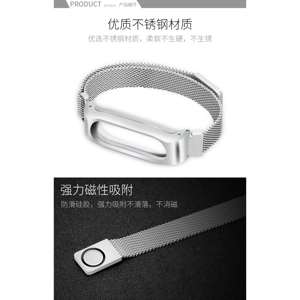 Dây Đeo Thay Thế Cho Đồng Hồ Thông Minh Xaiomi Mi Band 2 Bằng Kim Loại