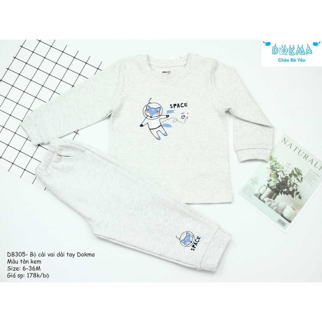 Dokma - Bộ cotton nỉ cài vai siêu đẹp 6-36m DB305