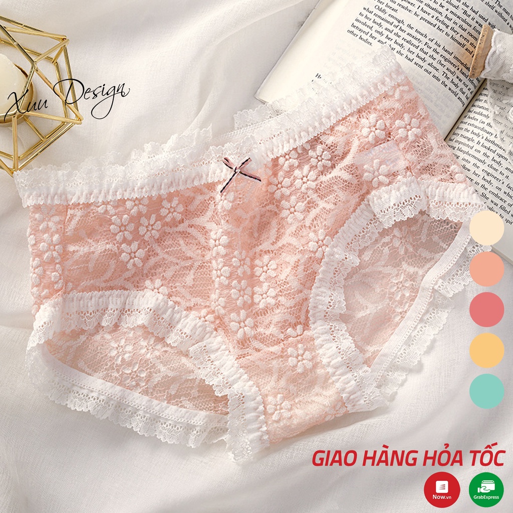 Quần lót ren cao cấp Xuu họa  hoa nhí ngọt ngào, chất liệu mềm mại co dãn kháng khuẩn - QC114