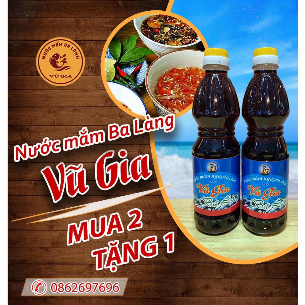 nước mắm ba làng Thanh Hóa cá cơm thơm ngon, sánh đặc - thể tích 1000ml