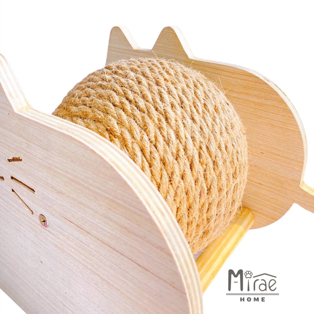 Đồ chơi cào móng, bàn cào móng cho mèo bằng gỗ Plywood chất lượng cao, cào móng hình bóng xoay tròn CM01 Mirae Home