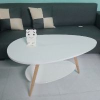 Bàn trà sofa hiện đại, bàn gỗ cafe 2 tầng hình trứng chân gỗ sồi phòng khách GP56 | BigBuy360 - bigbuy360.vn