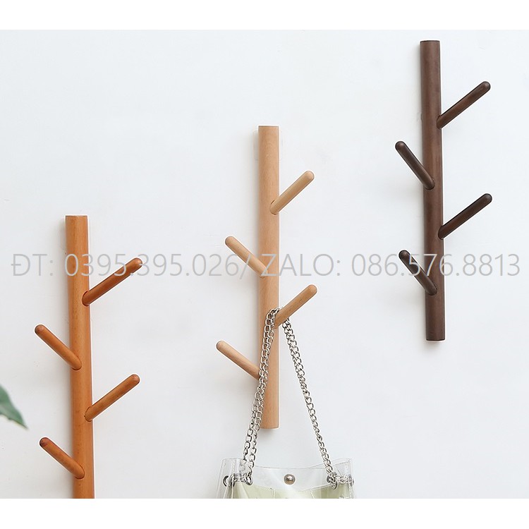 Giá treo quần áo gỗ gắn tường decor cực xinh