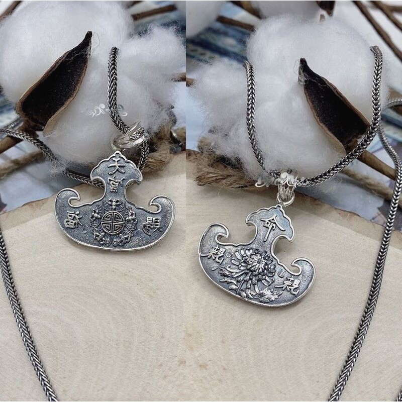 Mặt Dây Truyền Khánh Ngũ Phúc - Cúc Đại Đóa Bạc Nguyên Chất 99