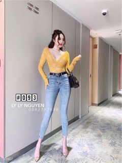 Quần jean cạp cao trơn HACK DÁNG
