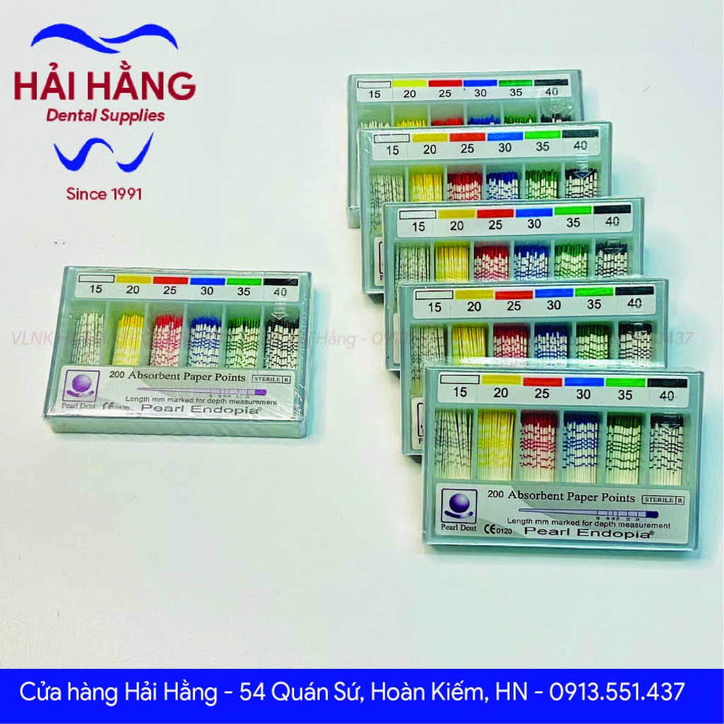 Côn giấy Pearl Endopia cho file tay có vạch Hàn Quốc – Absorbent Paper Points