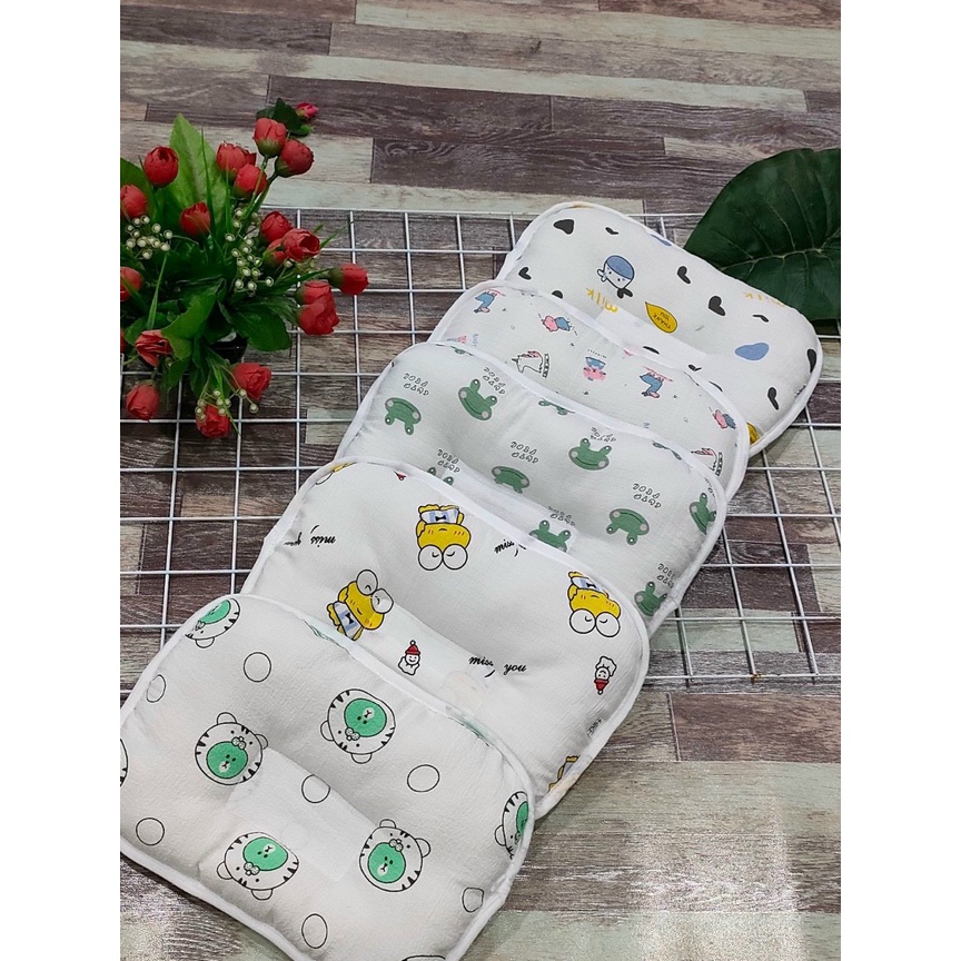 Gối xô nhăn cotton, gối xô xuất Hàn cho bé sơ sinh (Giao hình ngẫu nhiên)