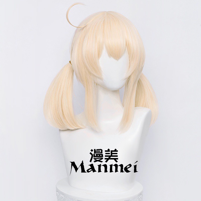Manmei Genshin Impact Cosplay Klee 45cm Wig Golden Wig Cosplay Anime Cosplay Wigs Heat Resistant Synthetic Wigs Halloween for Girls