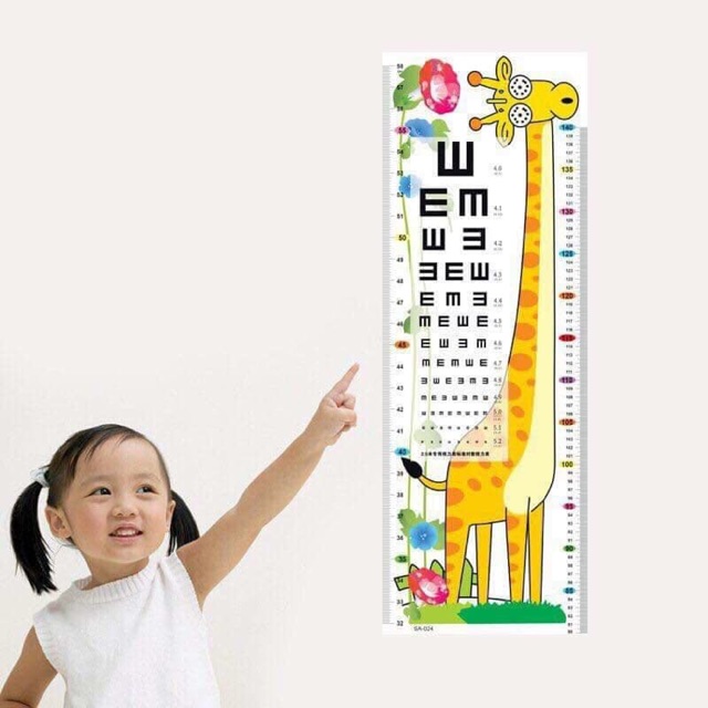 thước đo chiều cao decal dán tường hình ngộ nghĩnh cho bé