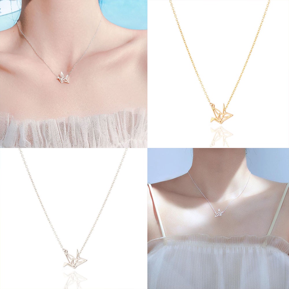Vòng cổ mặt hình hạc giấy phong cách Hàn Quốc