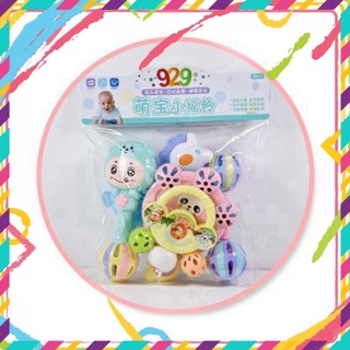 EW4 JDGH Bộ đồ chơi lục lạc 7 món cầm tay hình các nhân vật hoạt hình cực vui nhộn dành cho bé, giúp bé tập cầm nắm 44 E