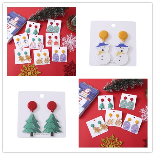 Cod Qipin Bông Tai Acrylic Trong Suốt Hình Cây Thông Giáng Sinh Người Tuyết Ông Già Noel Ngôi Nhà Bánh Gừng