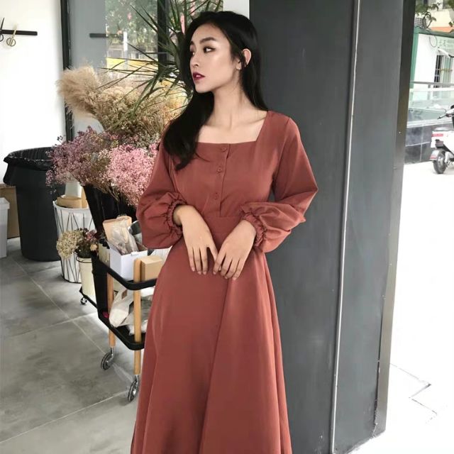 (CÓ SẴN) ĐẦM ULZZANG TAY DÀI - ĐẦM VINTAGE -VẢI ĐẸP LẮM NHA