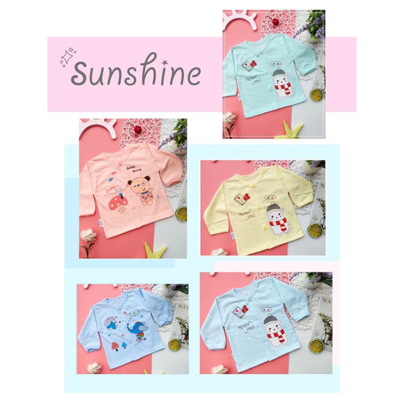Áo Dài Tay Cotton In Hình Ngộ Nghĩnh Cho Bé 3-10kg / A2VD