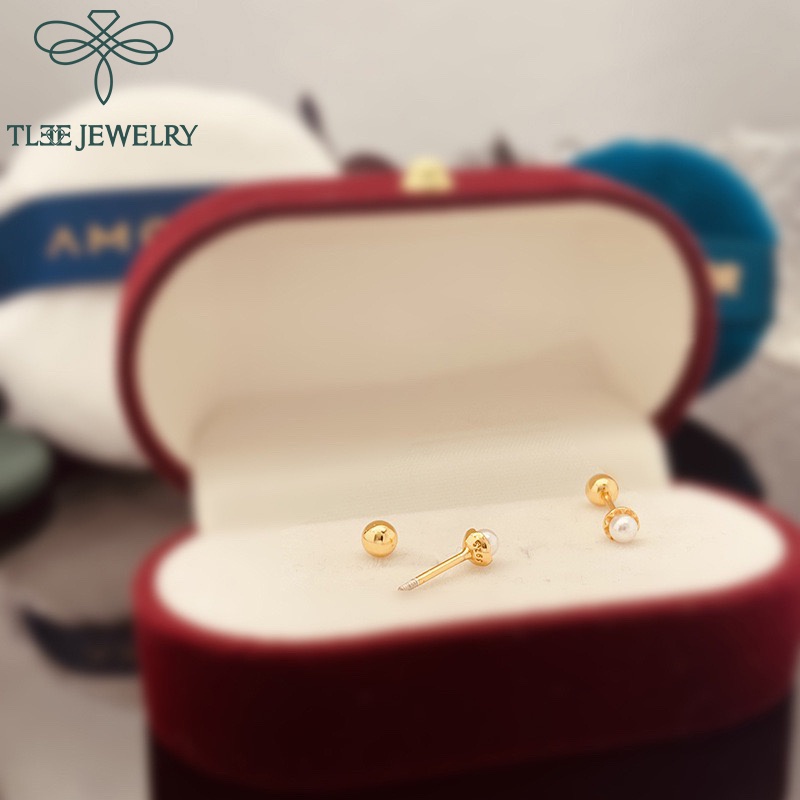 Khuyên tai bạc nữ TLEE chốt ren vặn bi bạc nữ tính TleeJewerly B0200