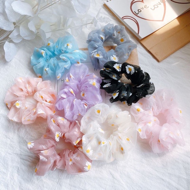 Chun cột tóc Scrunchies hoa cúc