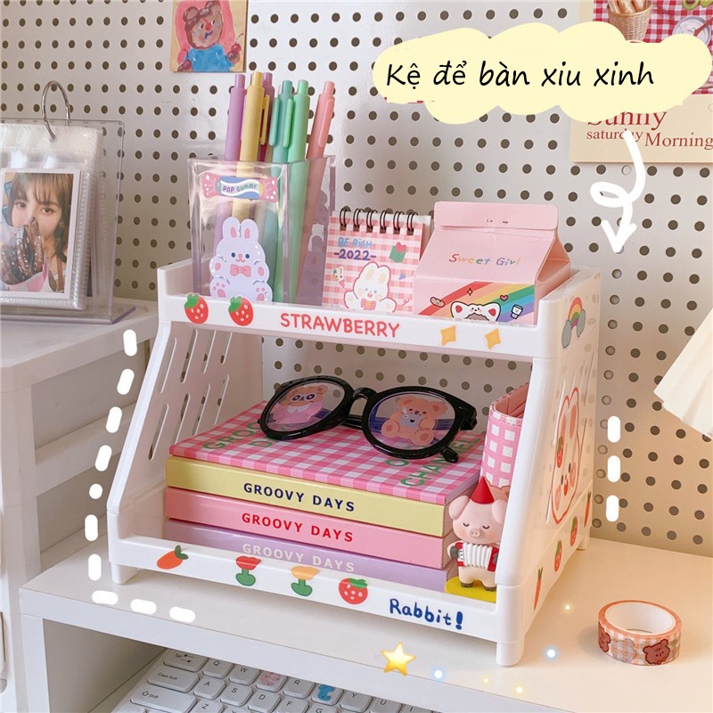 Kệ để bàn học đựng mỹ phẩm gia vị bàn làm việc mini 2 tầng decor siêu xinh Cute Shop