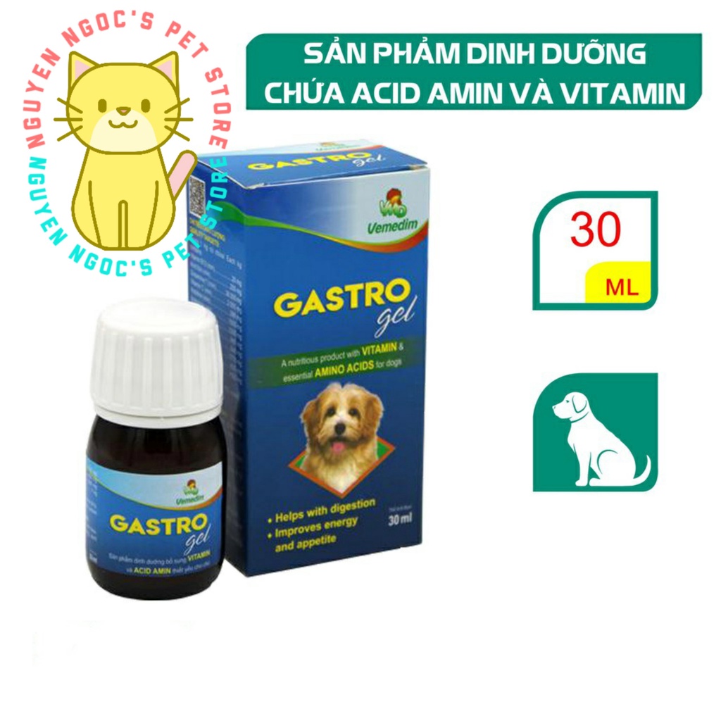 Dung dịch uống thèm ăn tăng cường tiêu hóa Vemedim Gastro gel cho CHÓ MÈO chai 30ml