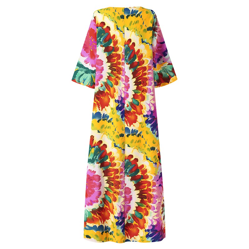 Đầm Maxi ZANZEA Tay Lửng In Họa Tiết Vintage Thời Trang Nữ | BigBuy360 - bigbuy360.vn