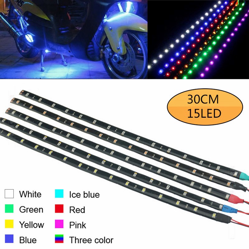 Dây đèn led 15 bóng 30cm chống nước trang trí cho xe hơi xe máy