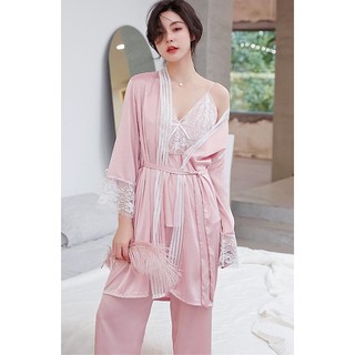 Váy lụa kèm choàng phối ren cao cấp