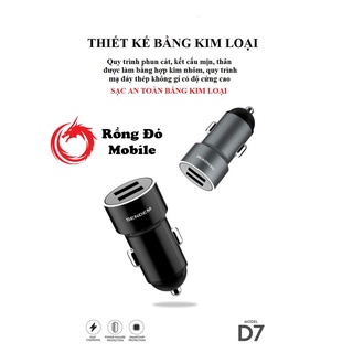 Tẩu sạc ô tô SENDEM D7 kim loại cao cấp 2 cổng USB sạc nhanh chính hãng công ty bảo hành dài hạn