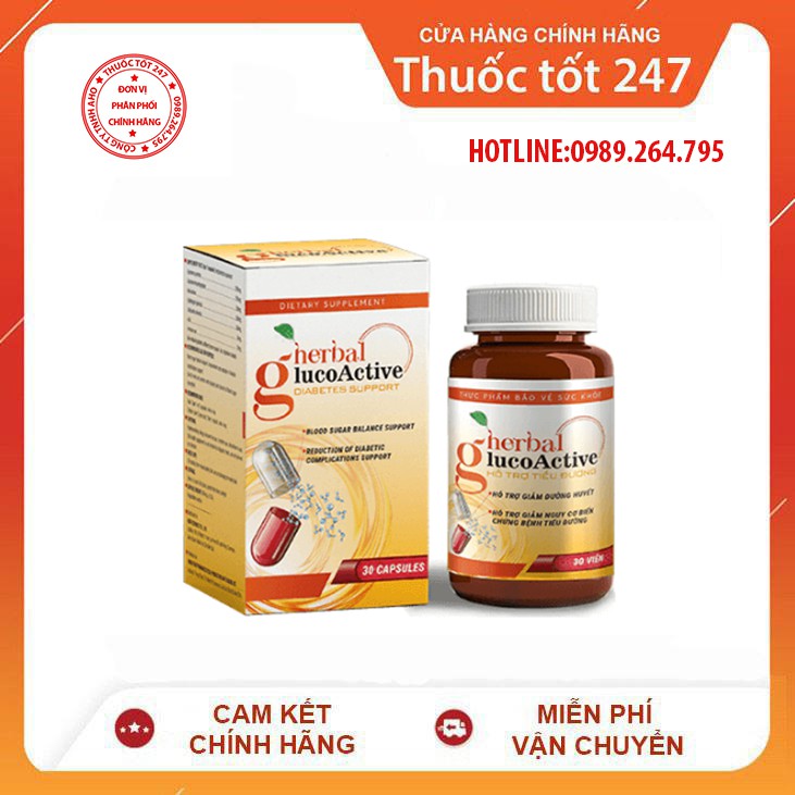 HERBAL GLUCOACTIVE 👍 [CHÍNH HÃNG] ❤️ ĐẬP TAN NỖI LO TIỂU ĐƯỜNG ỔN ĐỊNH ĐƯỜNG HUYẾT TYPE 1 VÀ 2 PHÒNG NGỪA ĐỘT QUỴ