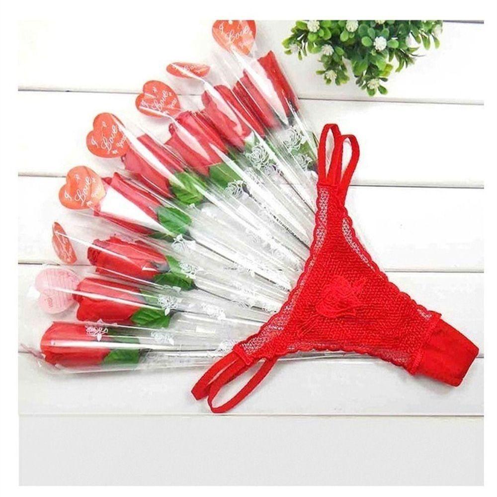 Quần Lót Lọt Khe Phối Ren Hoa Hồng WMES15H Làm Quà Valentines Cho Nữ