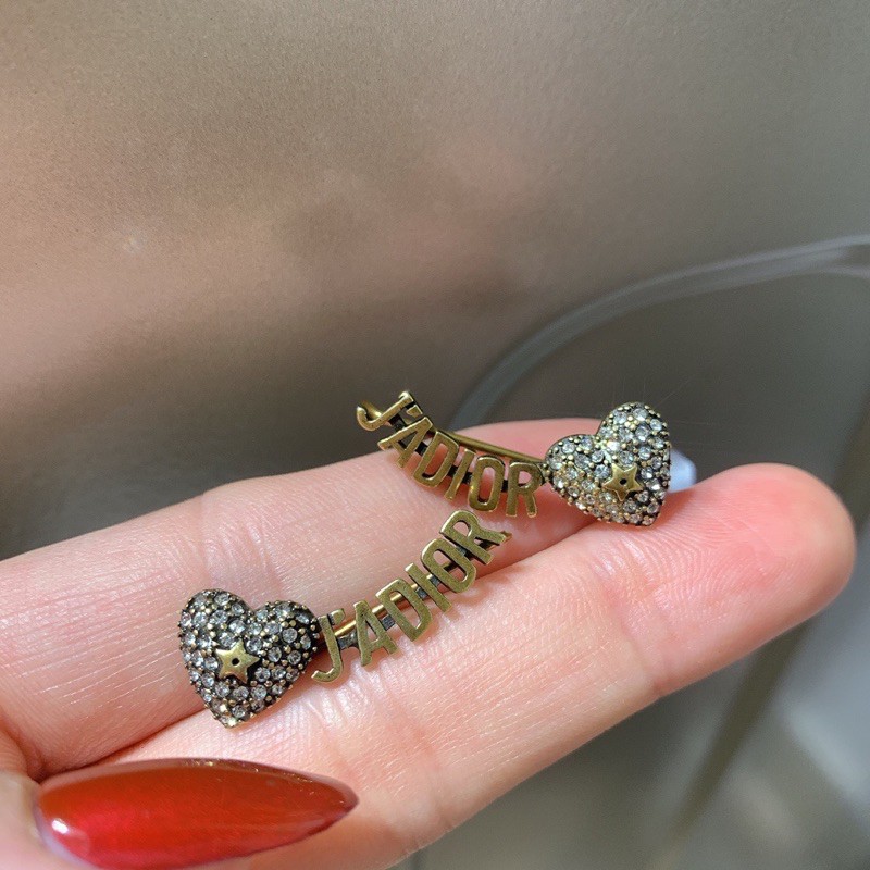 Bông tai hình trái tim đính đá phong cách Retro mới cho khuyên tai kẹp nữ