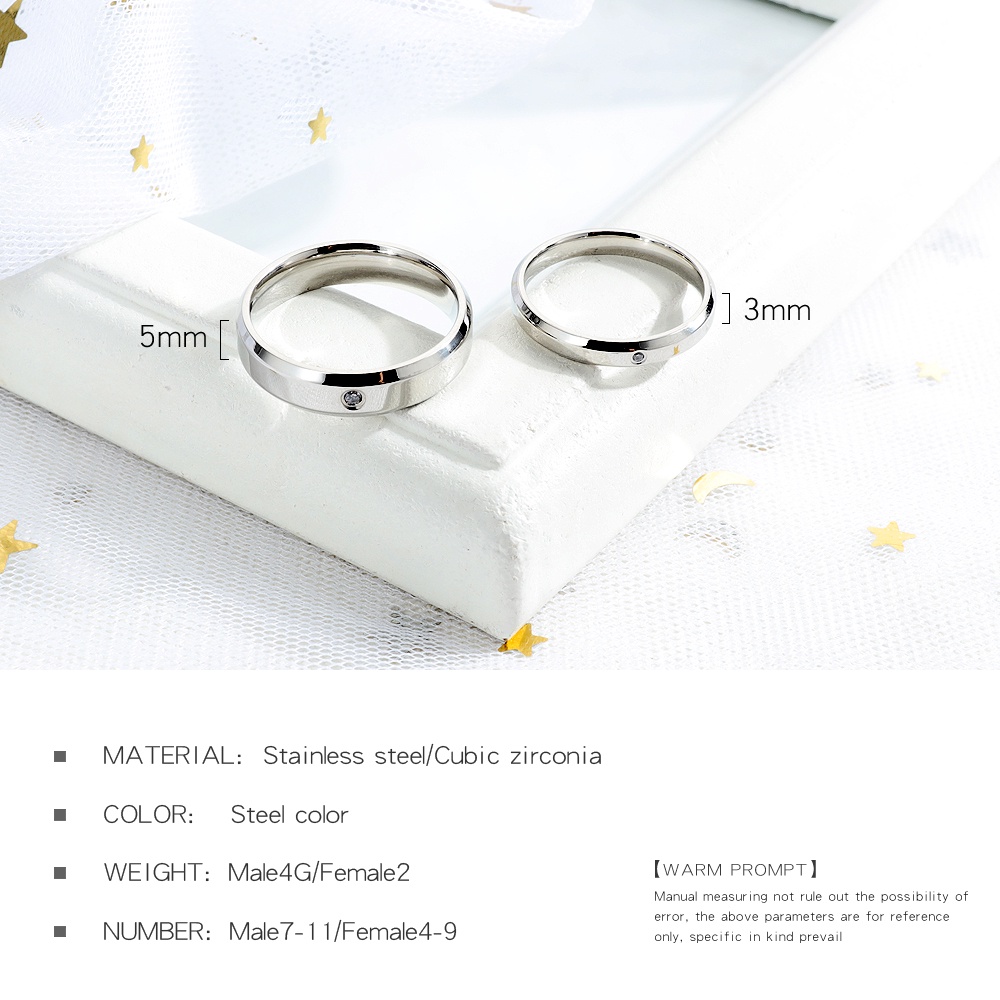 Nhẫn OLEVS 655 bằng thép titan Zirconium khảm kim cương giả quà tặng sinh nhật kỷ niệm đơn giản cổ điển